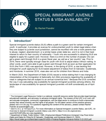 Special Immigrant Juvenile Status & Visa Availability