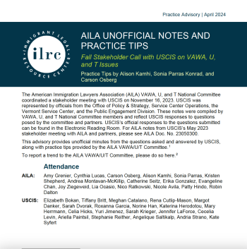 AILA Stakeholder Notes with USCIS