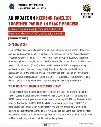 An Update on Keeping Families Together Parole in Place Process