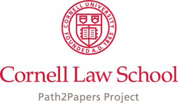 An image with the Cornell Law School logo. Underneath it, it says Cornell Law School and Path2Papers Project.