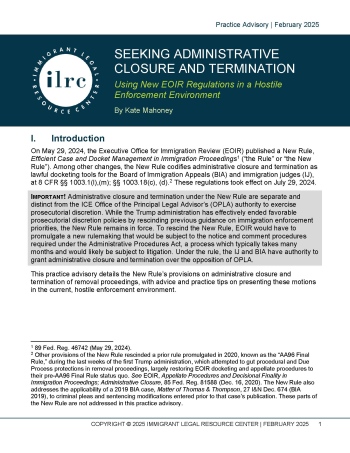 An image of the Seeking Administrative Closure and Termination practice advisory.