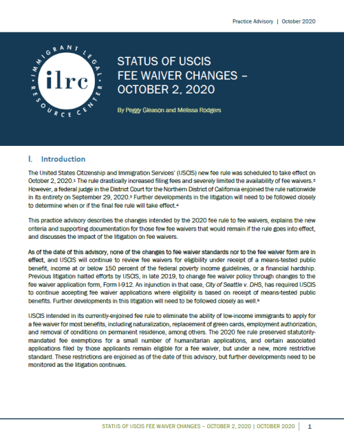 USCIS Fee Increases Enjoined September 29, 2020 – USCIS’s Fee Rule Not ...